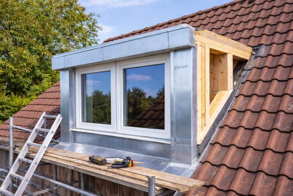 zink dakkapel in aanbouw